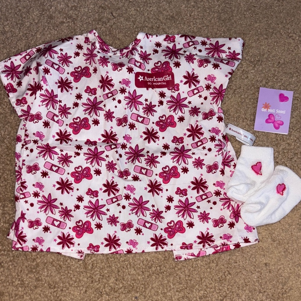 American Girl Doll Hospital gown bracelet socks and get well card